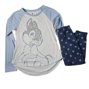 Gap Kids Disney Thumper Pajama Set XL 12 Blue Gray Sequin Glitter Bambi Coquette